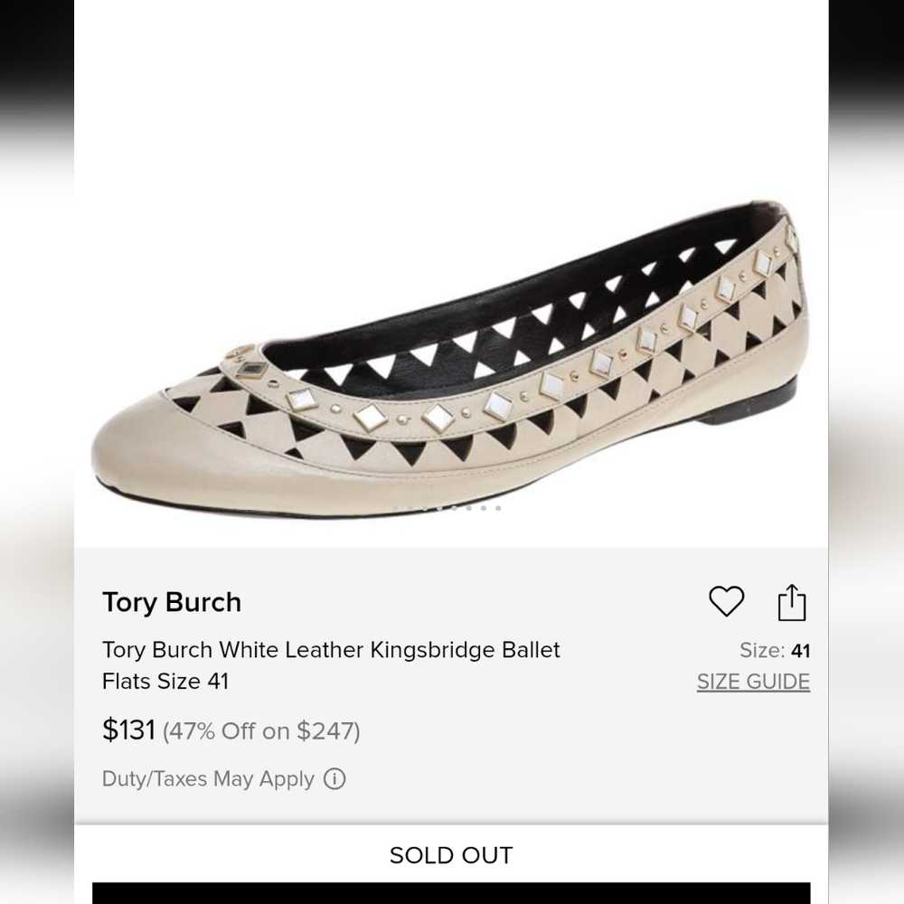 Tory Burch Kingsbridge Ivory/Brown Flats Size US 7.5